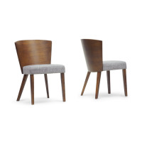 Baxton Studio Sparrow Dining Chair-109/690 Sparrow Brown Wood Modern Dining Chair Set of 2